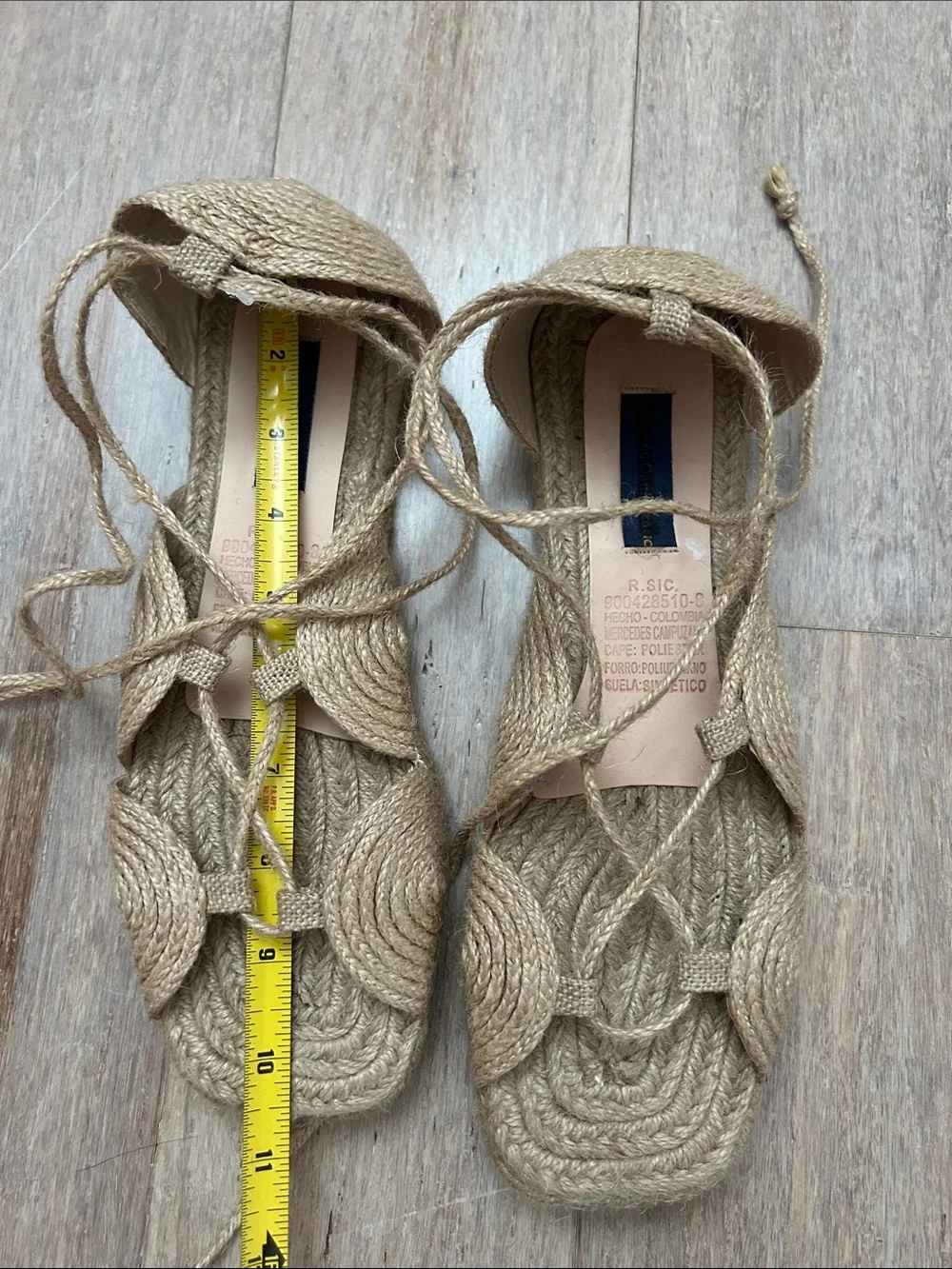Mercedes Campuzano Women’s Natural Braided Espadrille Sandals - Lace-Up size 10